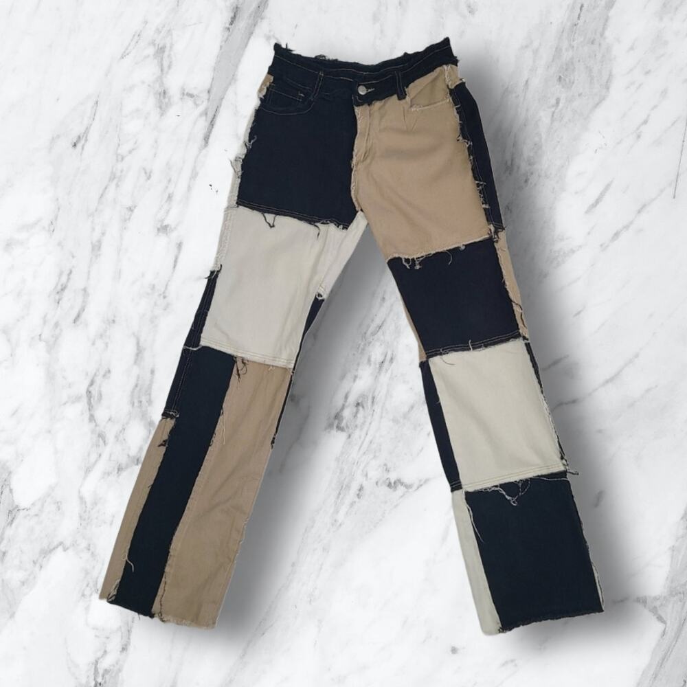 N/C Women's Color Block Patchwork Stretch Casual Trousers Size M - Picture 10 of 10